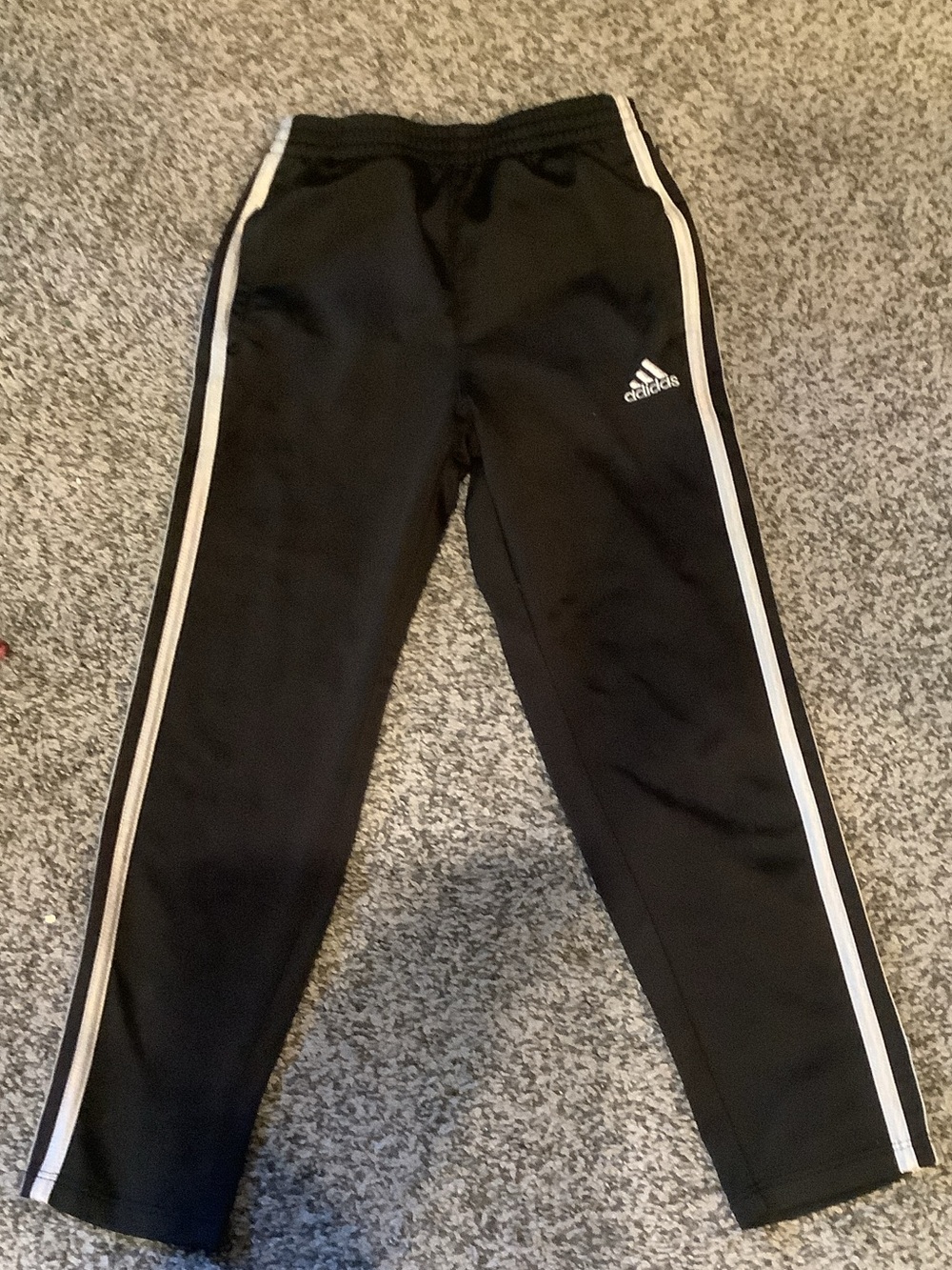 adidas Kids Black Joggers with Silver Side Stripes